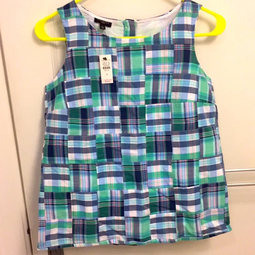 Madras top with side zipper
